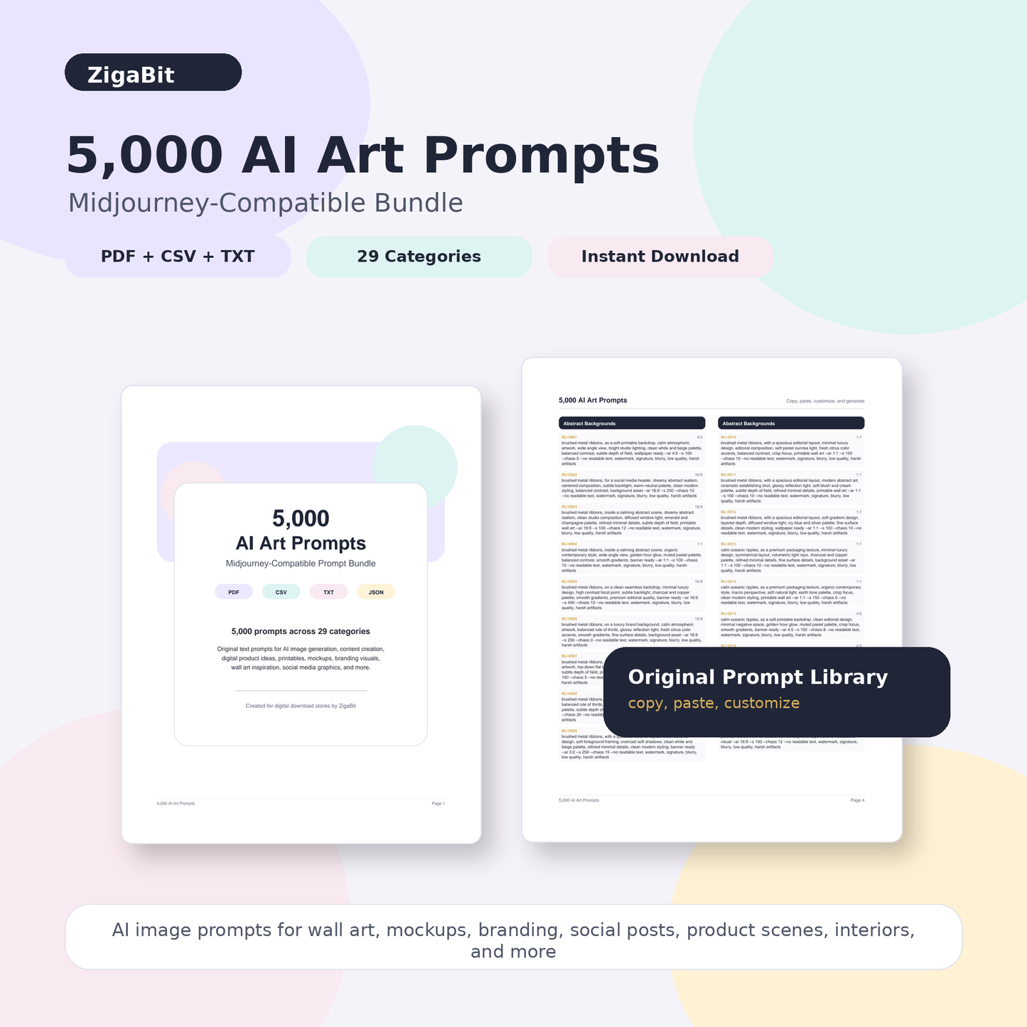 5,000 AI Art Prompts | Midjourney-Compatible Prompt Bundle | Instant Download
