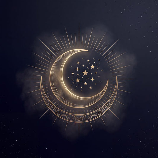 Crescent & Stars | Dark Celestial Printable Wall Art Print by Nocturne Press — print preview