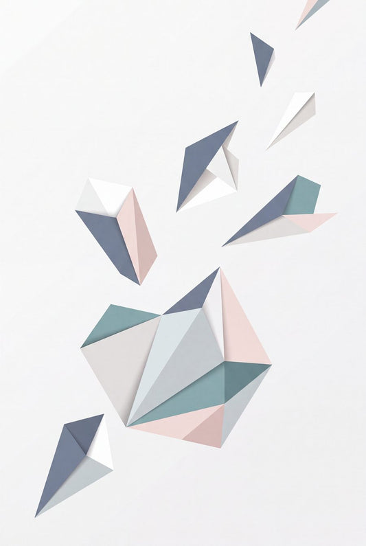 Suspended Prism Drift | Geometric Paper Printable Wall Art Print by Origami Sky — print preview