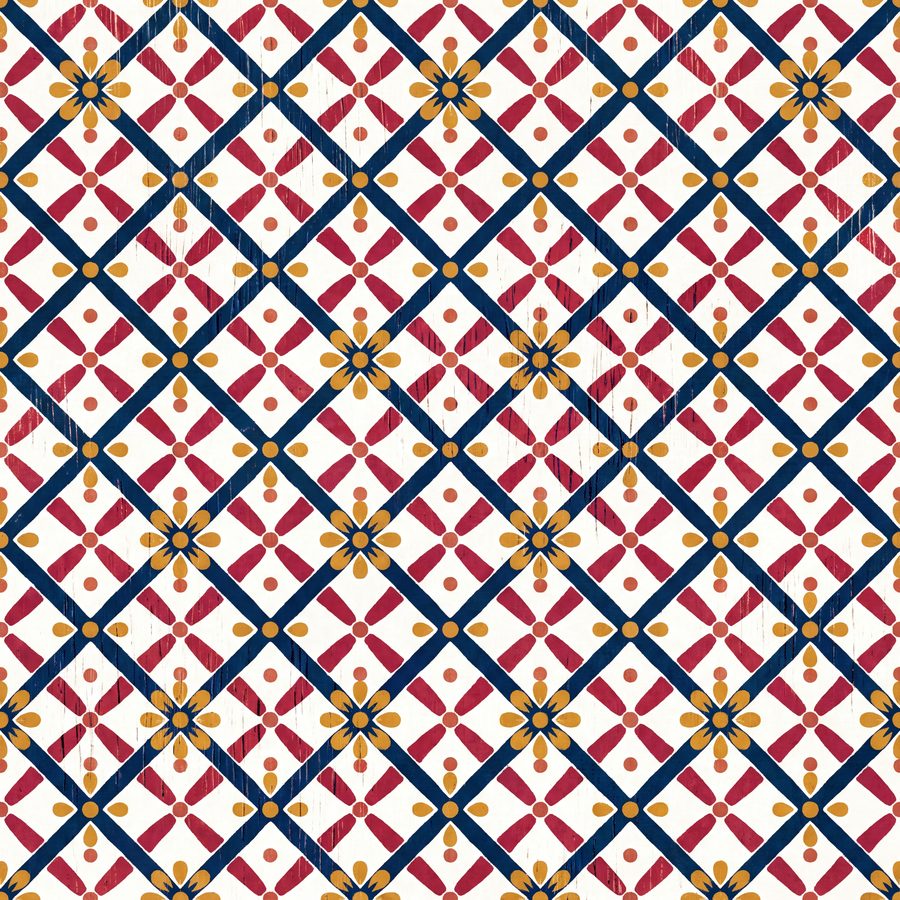 Mustard-Bud Trellis Tile | Block-Print Pattern Printable Wall Art Print by Monsoon Atelier — print preview