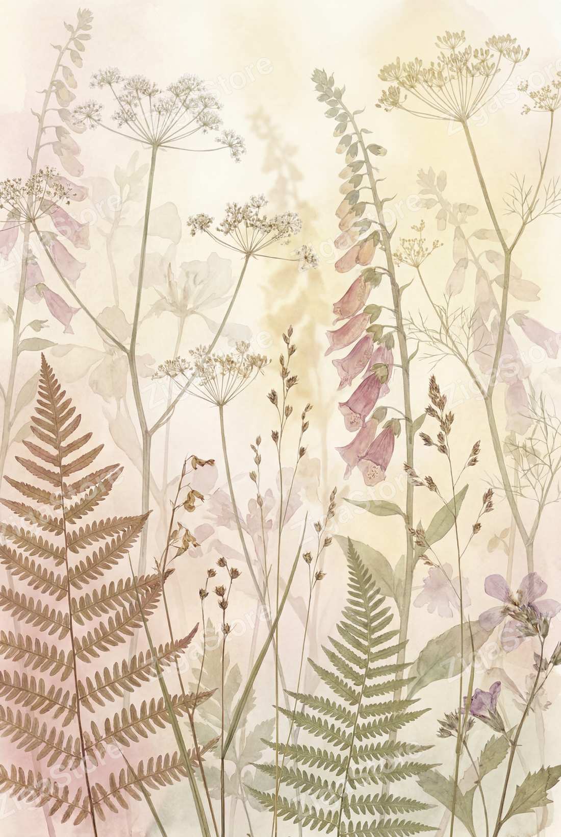Hazewood Fern Meadow | Pressed Botanical Printable Wall Art Print by Pressed Petal — print preview (watermarked)