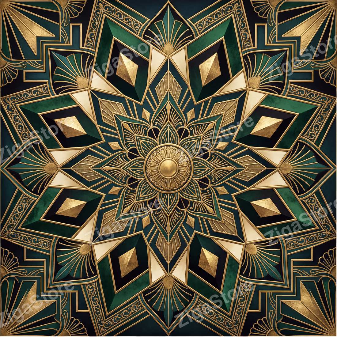 Gilded Reverie Art Deco Gallery Wall Set | 3 Printable Prints by Marrow & Gold — print preview (watermarked)