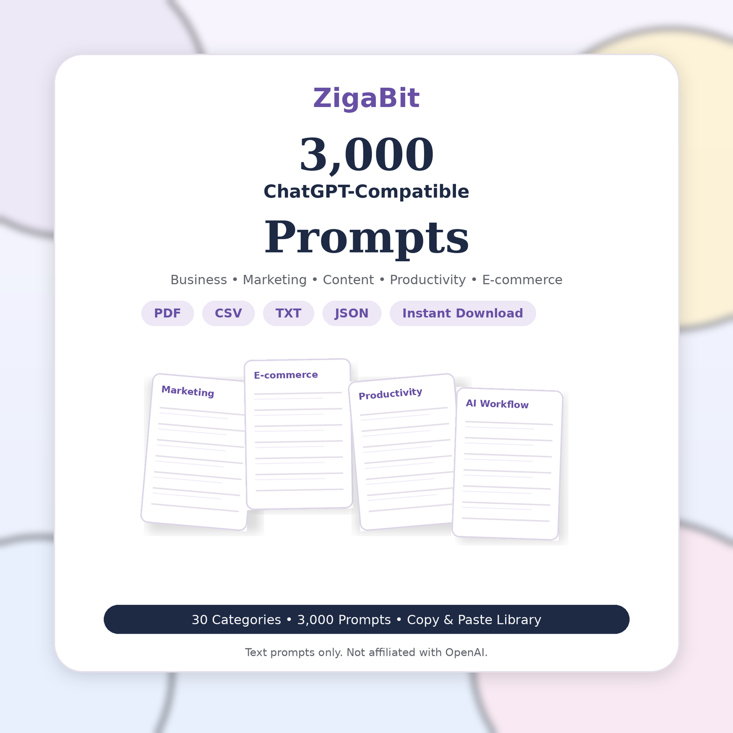 3,000 ChatGPT-Compatible Prompts | AI Prompt Bundle | Instant Download
