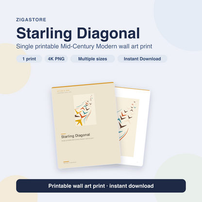 Starling Diagonal | Mid-Century Modern Printable Wall Art Print by Atlas & Oak