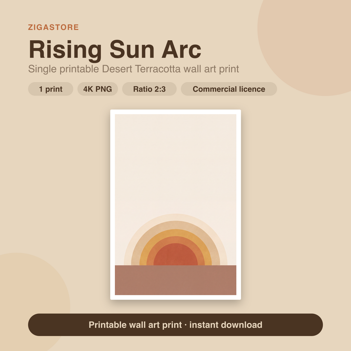 Rising Sun Arc | Desert Terracotta Printable Wall Art Print by Dune & Clay