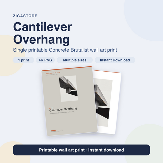 Cantilever Overhang | Concrete Brutalist Printable Wall Art Print by Brutalist Bloom
