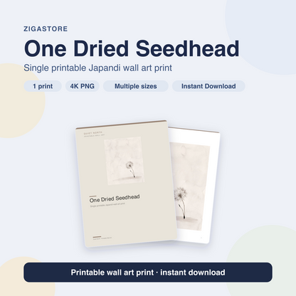 One Dried Seedhead | Japandi Printable Wall Art Print by Quiet North