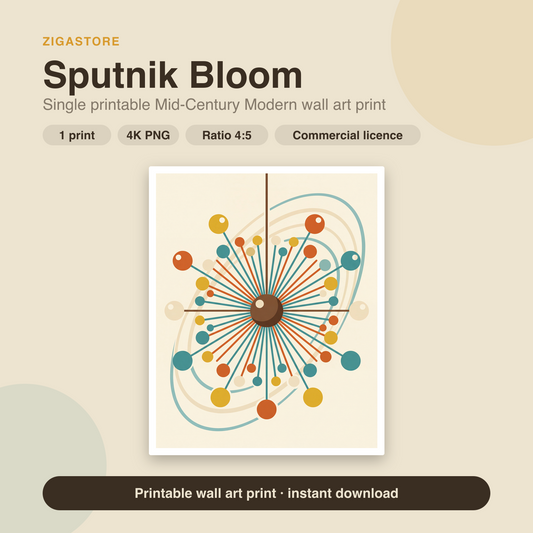 Sputnik Bloom | Mid-Century Modern Printable Wall Art Print by Atlas & Oak