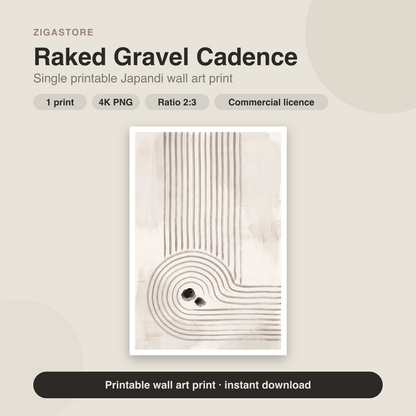 Raked Gravel Cadence | Japandi Printable Wall Art Print by Quiet North