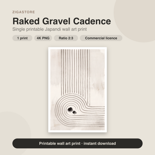 Raked Gravel Cadence | Japandi Printable Wall Art Print by Quiet North
