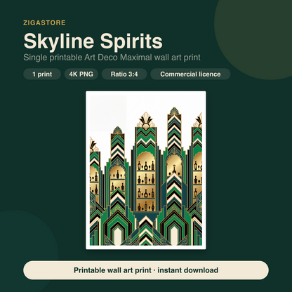 Skyline Spirits | Art Deco Maximal Printable Wall Art Print by Marrow & Gold