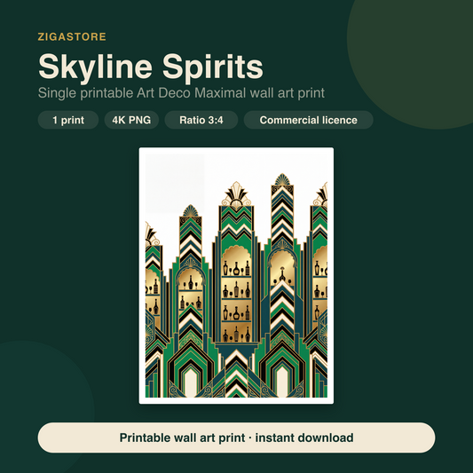 Skyline Spirits | Art Deco Maximal Printable Wall Art Print by Marrow & Gold