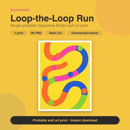 Loop-the-Loop Run | Dopamine Bright Printable Wall Art Print by Citrus & Stone