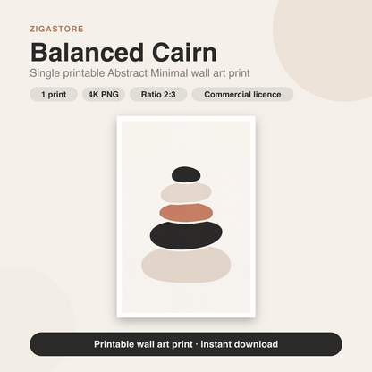 Balanced Cairn | Abstract Minimal Printable Wall Art Print by Form & Field