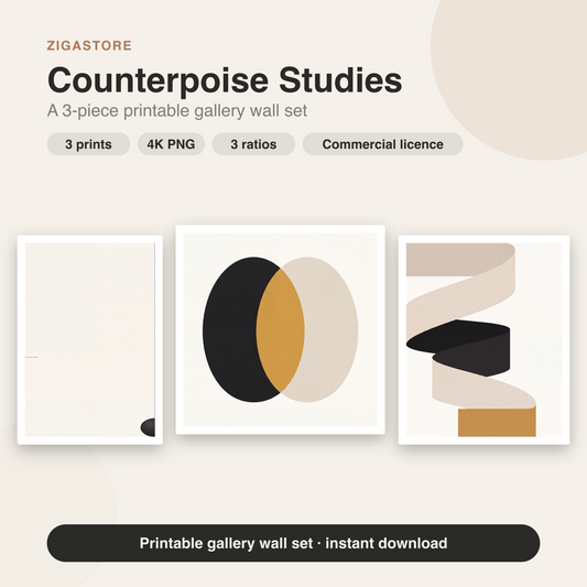 Counterpoise Studies | 3-Piece Abstract Minimal Wall Art Set by Form & Field