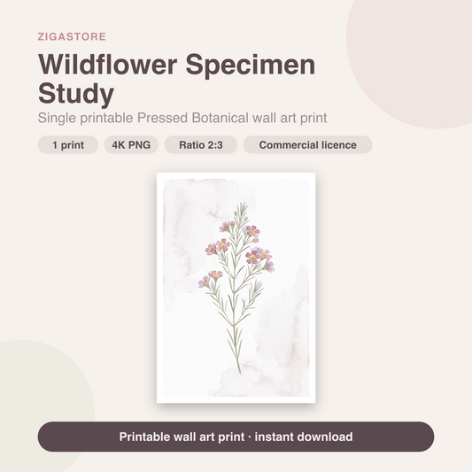 Wildflower Specimen Study | Pressed Botanical Printable Wall Art Print by Pressed Petal