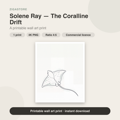 Solene Eagle Ray — Single Line Coastal Wall Art Print by Slate & Sparrow