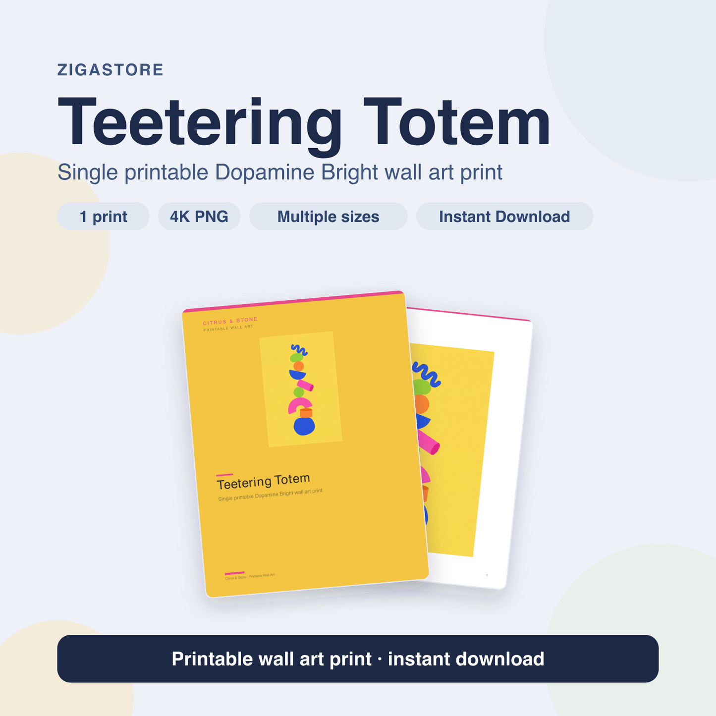 Teetering Totem | Dopamine Bright Printable Wall Art Print by Citrus & Stone