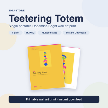 Teetering Totem | Dopamine Bright Printable Wall Art Print by Citrus & Stone