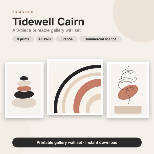 Tidewell Cairn — 3-Piece Abstract Minimal Gallery Wall Set by Form & Field