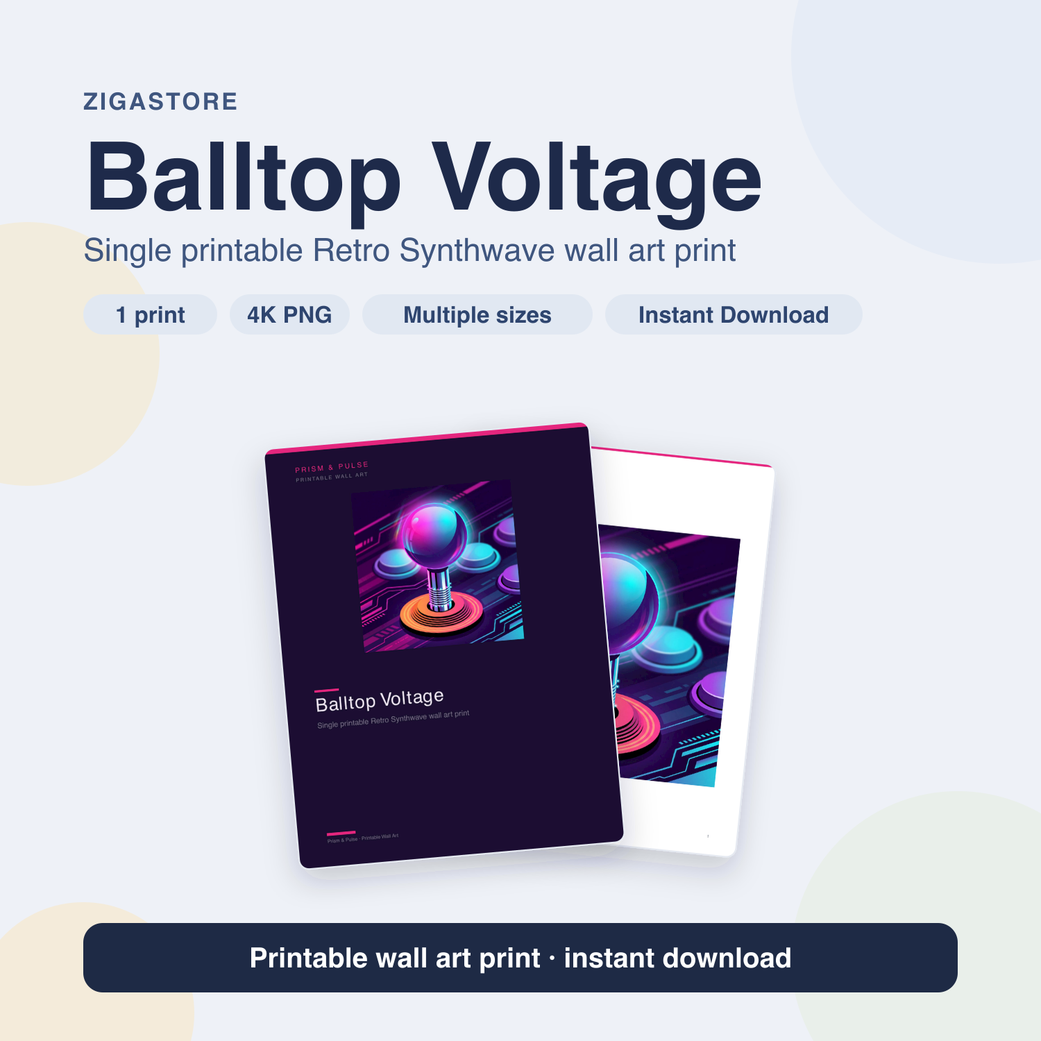 Balltop Voltage | Retro Synthwave Printable Wall Art Print by Prism & Pulse