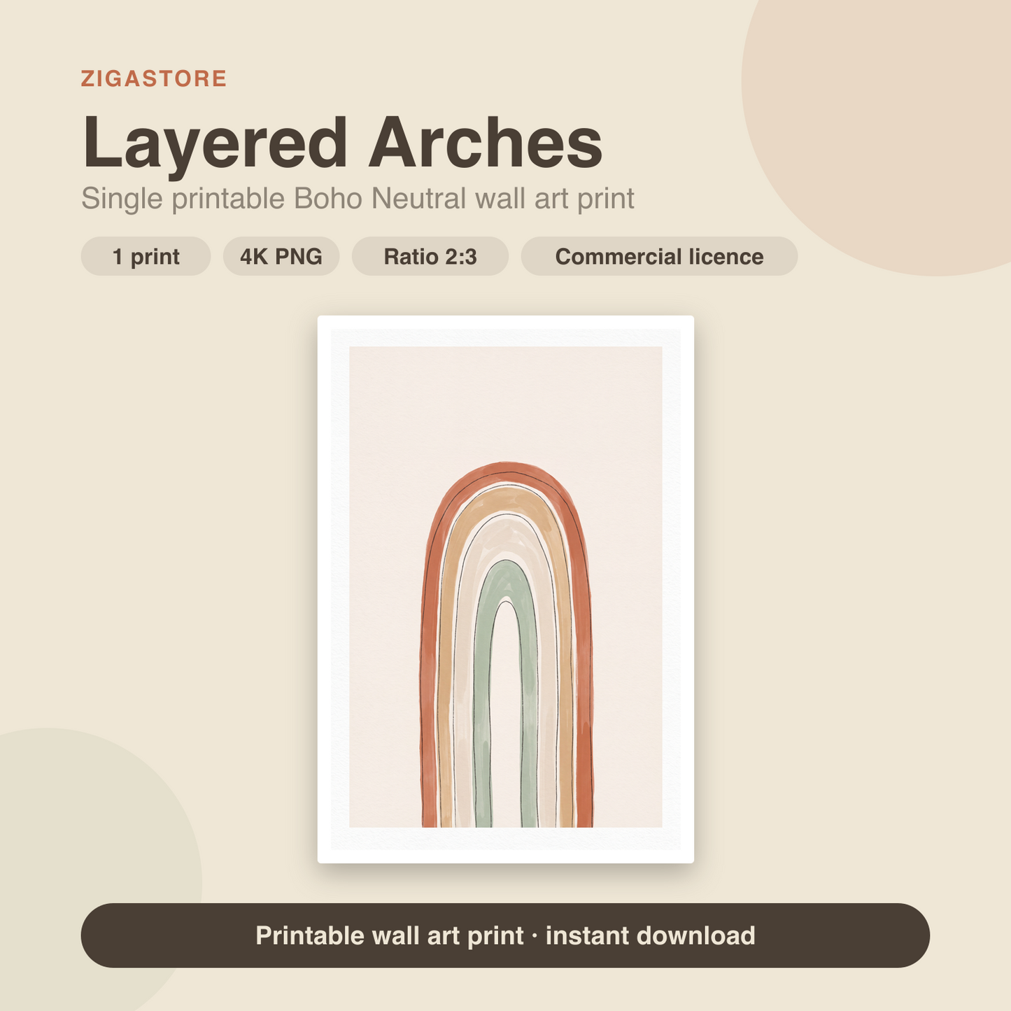 Layered Arches | Boho Neutral Printable Wall Art Print by Saffron & Sage