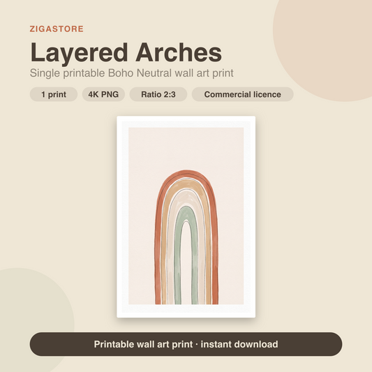 Layered Arches | Boho Neutral Printable Wall Art Print by Saffron & Sage