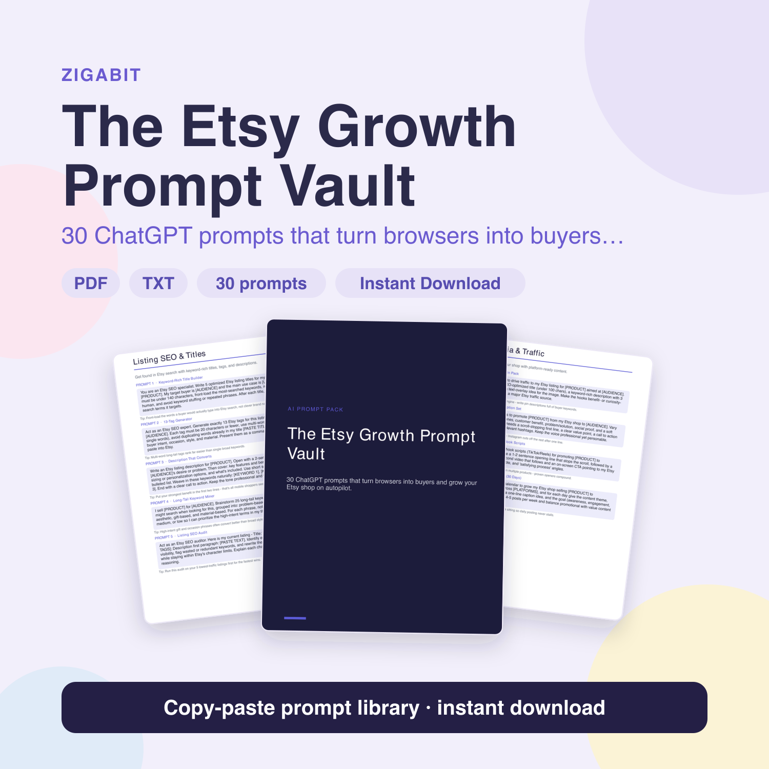Etsy Growth Prompt Vault | 30 ChatGPT Prompts for Sellers