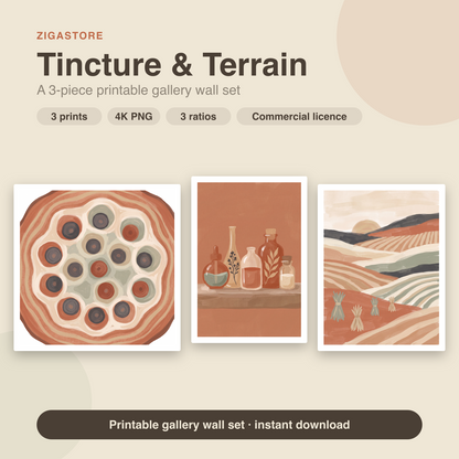 Tincture & Terrain — Boho Apothecary Wall Art Set of 3 by Saffron & Sage
