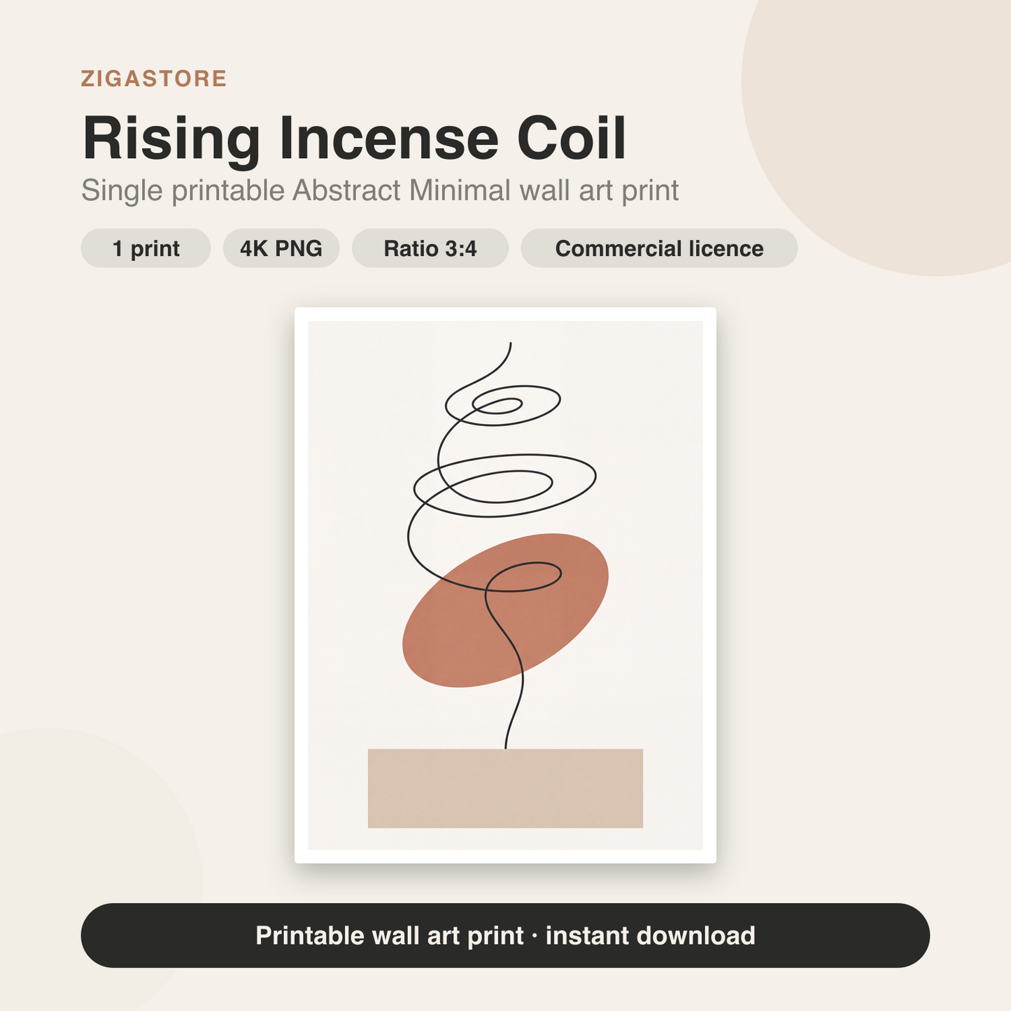 Rising Incense Coil | Abstract Minimal Printable Wall Art Print by Form & Field