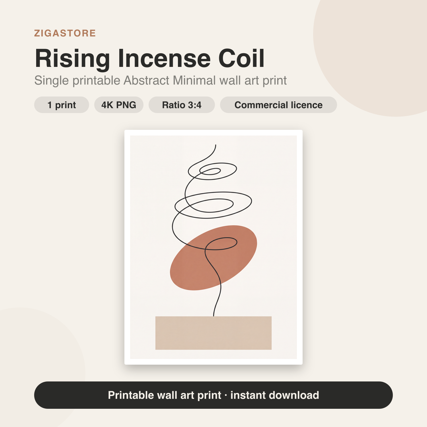 Rising Incense Coil | Abstract Minimal Printable Wall Art Print by Form & Field