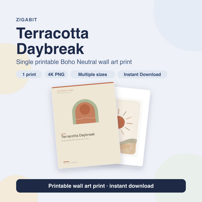Terracotta Daybreak | Boho Neutral Printable Wall Art Print by Saffron & Sage