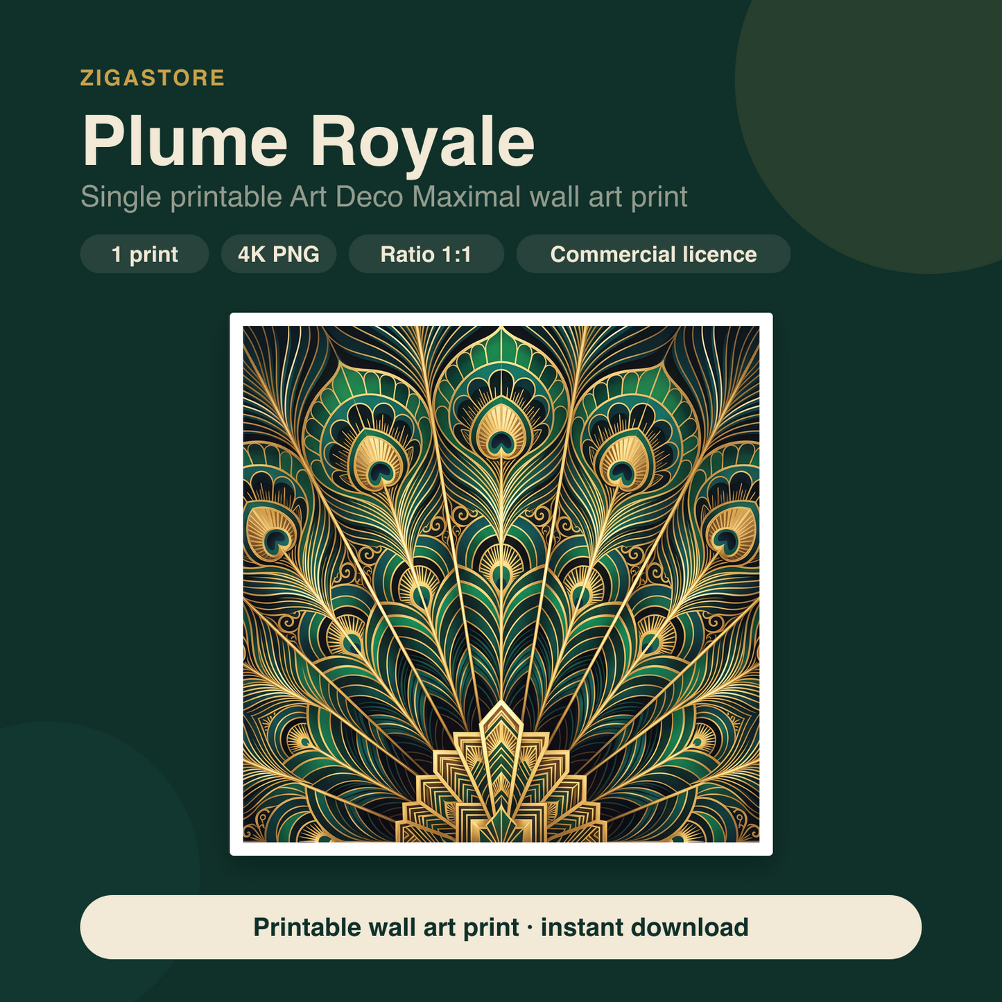 Plume Royale | Art Deco Maximal Printable Wall Art Print by Marrow & Gold