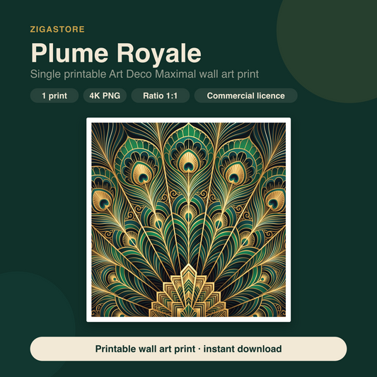 Plume Royale | Art Deco Maximal Printable Wall Art Print by Marrow & Gold