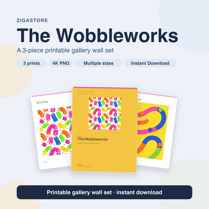The Wobbleworks — 3-Piece Dopamine Bright Playroom Wall Art Set by Citrus & Stone