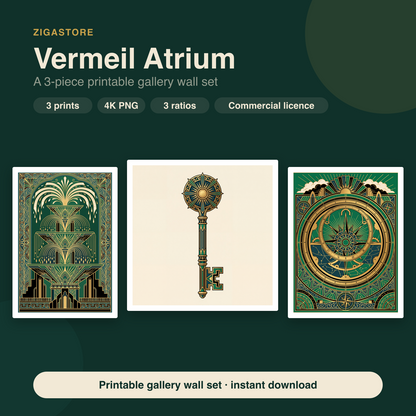 Vermeil Atrium Art Deco Gallery Wall Set | 3 Printable Prints by Marrow & Gold