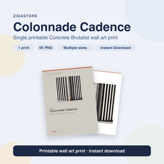 Colonnade Cadence | Concrete Brutalist Printable Wall Art Print by Brutalist Bloom