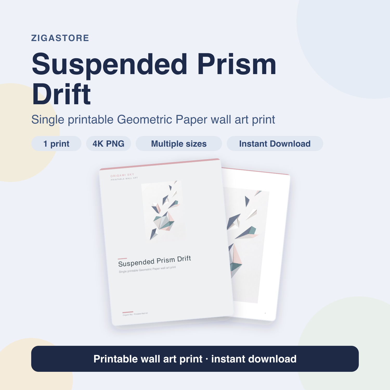 Suspended Prism Drift | Geometric Paper Printable Wall Art Print by Origami Sky