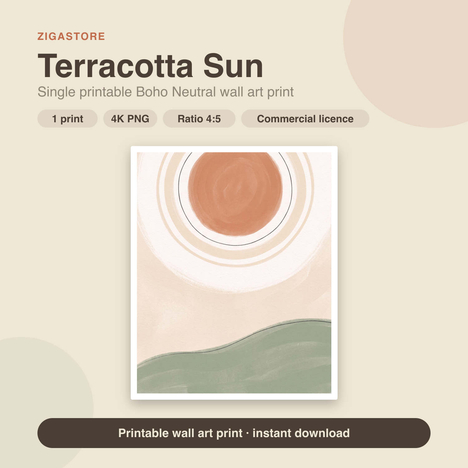 Terracotta Sun | Boho Neutral Printable Wall Art Print by Saffron & Sage
