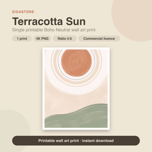 Terracotta Sun | Boho Neutral Printable Wall Art Print by Saffron & Sage