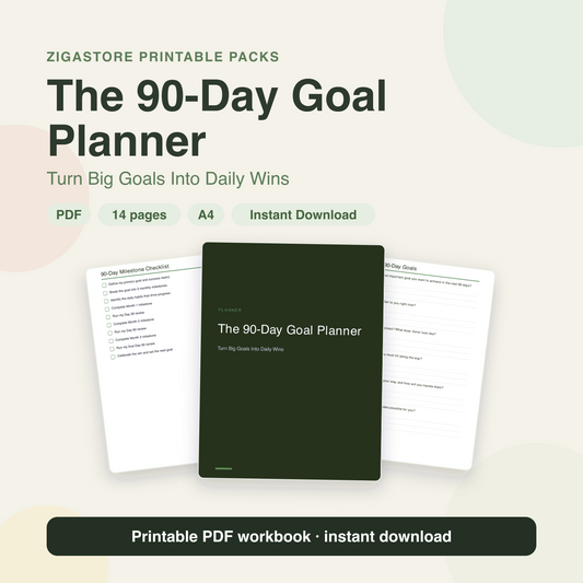 90-Day Goal Planner — Printable Goal Setting & Habit Tracker PDF