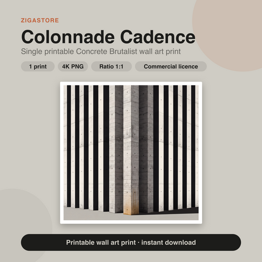 Colonnade Cadence | Concrete Brutalist Printable Wall Art Print by Brutalist Bloom