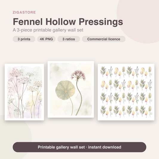 Fennel Hollow Pressings — Pressed Botanical 3-Print Kitchen Set by Pressed Petal