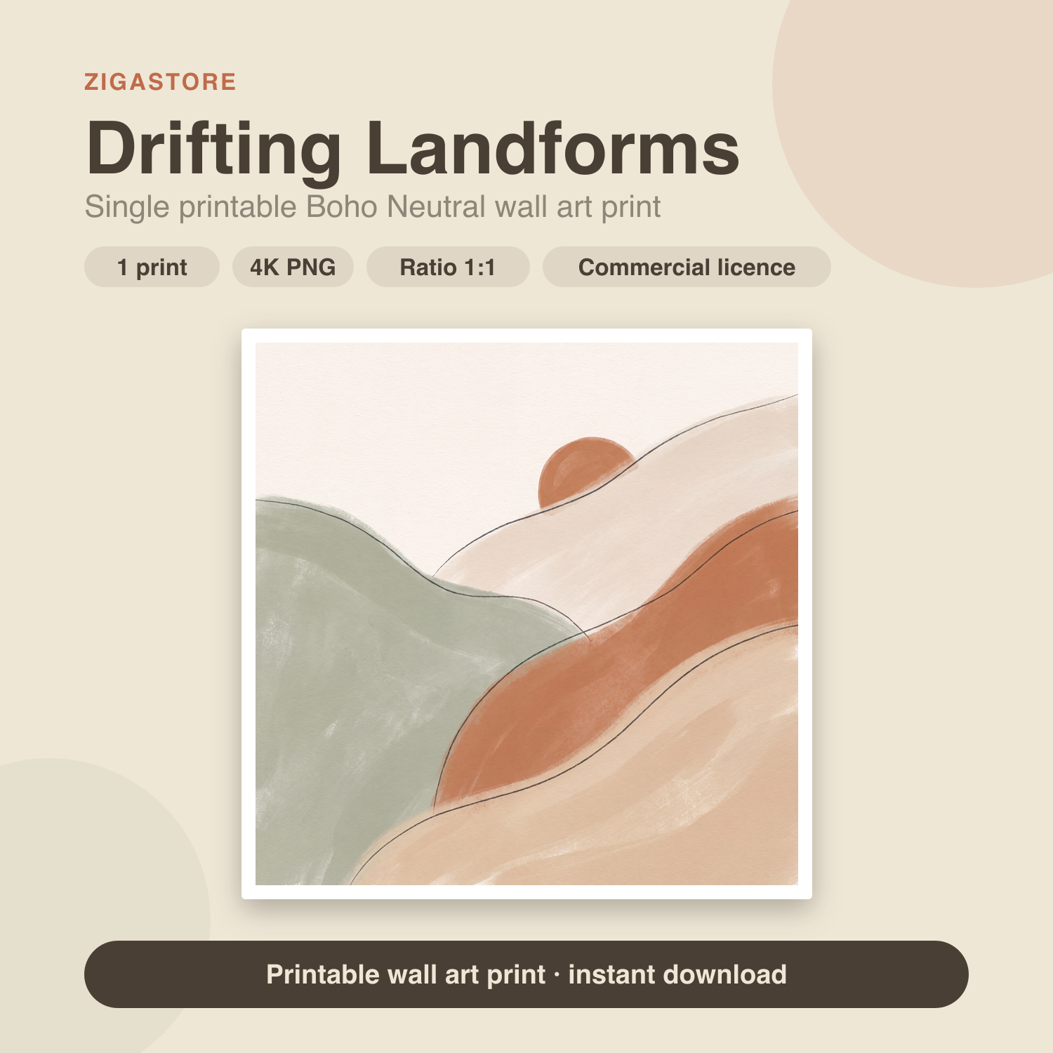 Drifting Landforms | Boho Neutral Printable Wall Art Print by Saffron & Sage