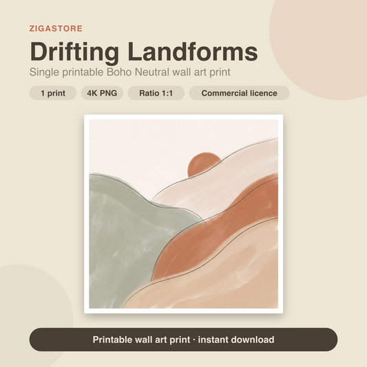 Drifting Landforms | Boho Neutral Printable Wall Art Print by Saffron & Sage