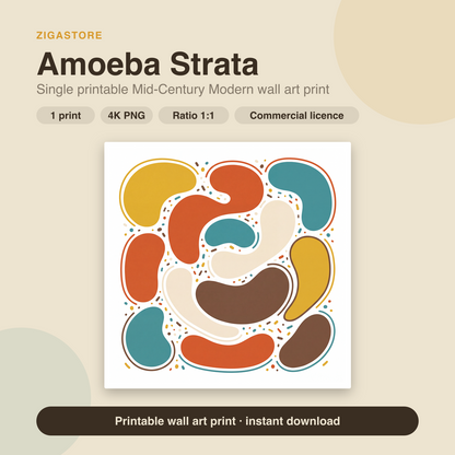 Amoeba Strata | Mid-Century Modern Printable Wall Art Print by Atlas & Oak