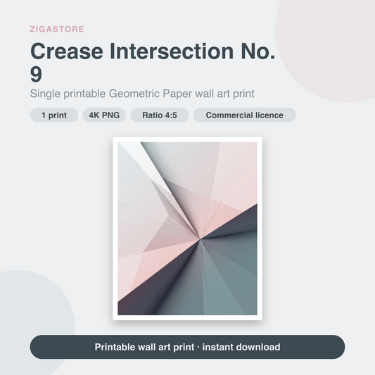Crease Intersection No. 9 | Geometric Paper Printable Wall Art Print by Origami Sky