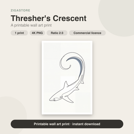 Thresher's Crescent — Single-Line Shark Wall Art Print by Slate & Sparrow