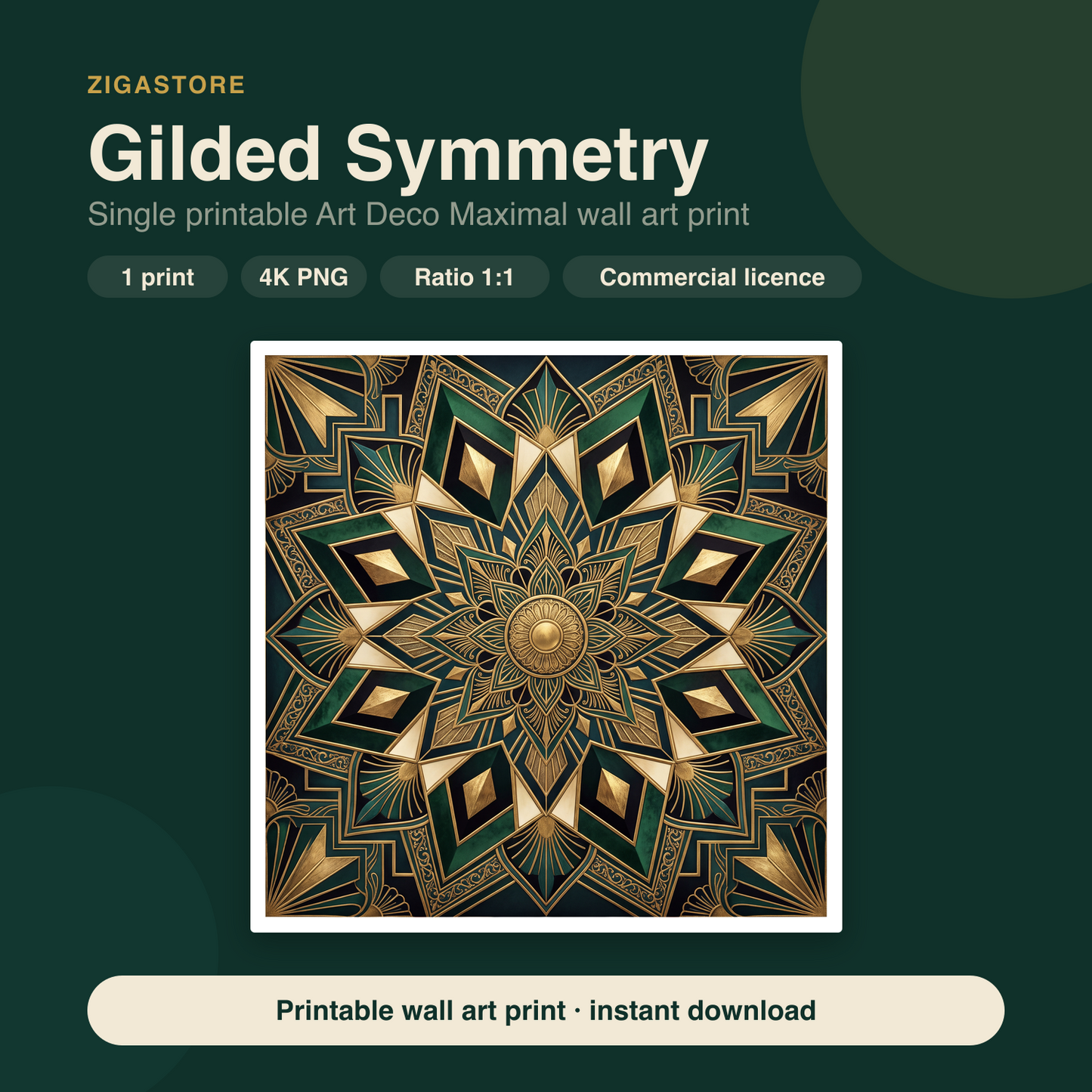 Gilded Symmetry | Art Deco Maximal Printable Wall Art Print by Marrow & Gold