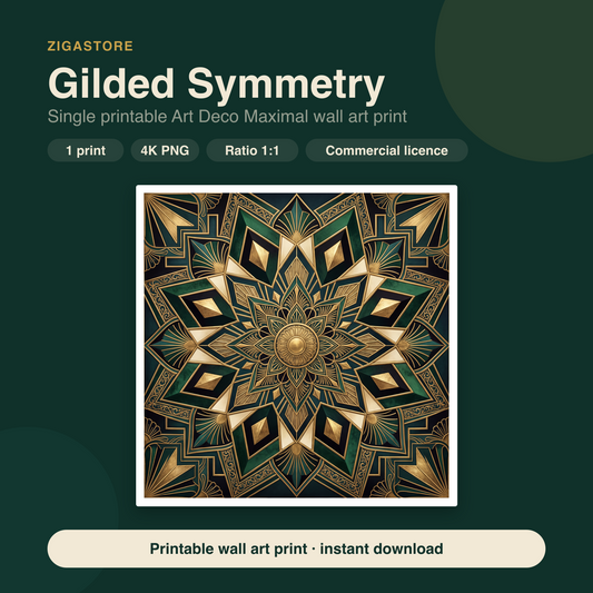 Gilded Symmetry | Art Deco Maximal Printable Wall Art Print by Marrow & Gold